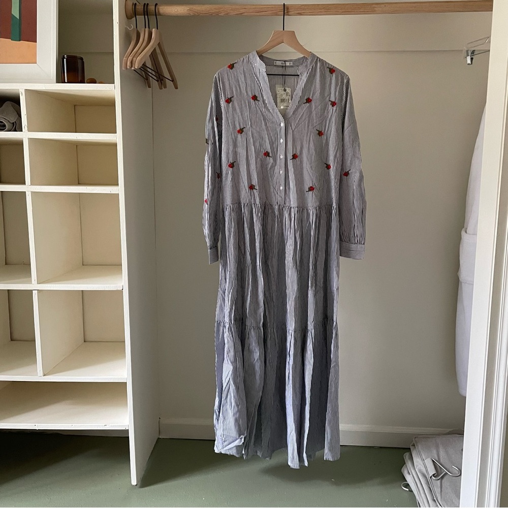 NWT Cotton Floral Embroidered Tiered Maxi Dress